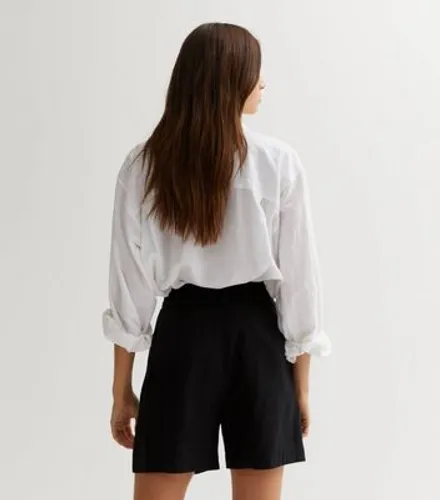Black Linen Blend High Waist Formal Shorts New Look