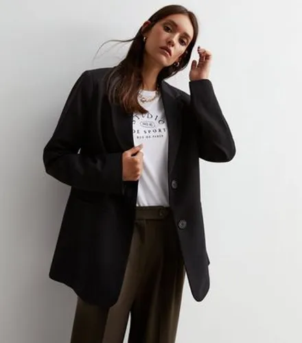 Black Long Sleeve Relaxed Fit Blazer New Look