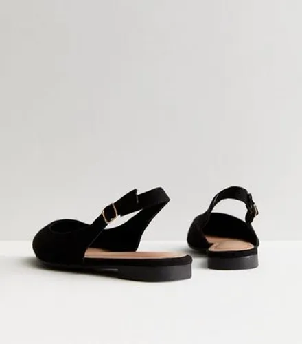 Black Low Block Heel Slingback Sandals New Look
