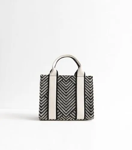 Black Mini Jacquard Pattern Tote Bag New Look
