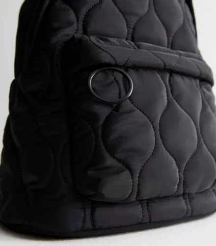 Black Onion Quilted Backpack New Look