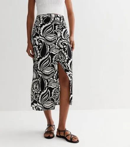 Black Paisley Midi Sarong Skirt New Look