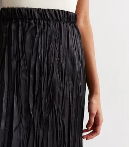 Black Pleated Woven Midi Skirt New Look