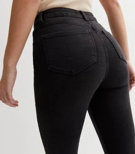 Black Ripped Knee High Waist Hallie Super Skinny Jeans New Look