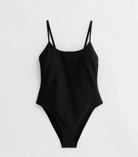 Black Scoop Neck Swimsuit New Look