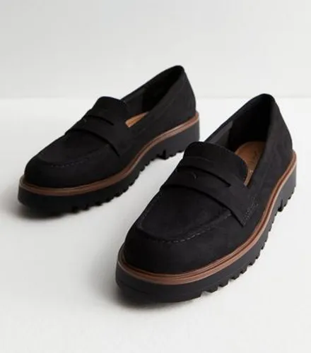 Black Suedette Chunky Loafers New Look