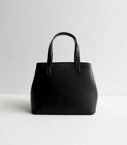 Black Suedette Pocket Front Midi Tote Bag New Look