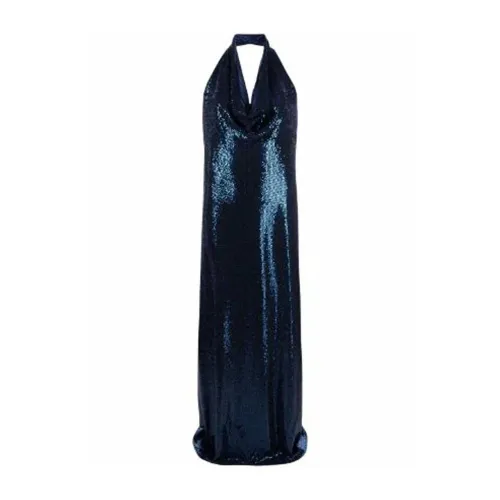 Blanca Vita , Blanca Vita Sequin-Embellished Long Dress ,Blue female, Sizes: