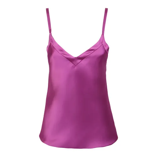 Blanca Vita , Purple Satin V-Neck Top Ss23 ,Purple female, Sizes:
