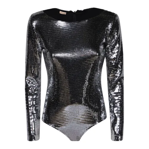 Blanca Vita , Womens Clothing Sweater Metallic Aw23 ,Gray female, Sizes: