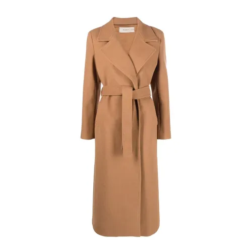 Blanca Vita , Wool Blend Coat with Belt ,Brown female, Sizes: