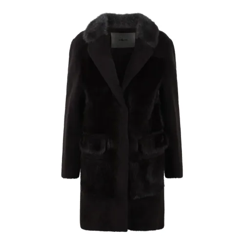 Blancha , Merino Wool Fur Coat ,Black female, Sizes: