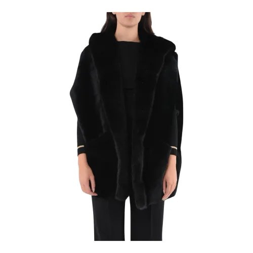 Blancha , Vison Fur Vest with Leather Interior ,Black female, Sizes: