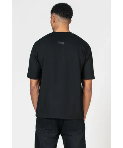 Blank Essentials Mens Black Crew Neck Arched Logo Short Sleeve T-Shirt