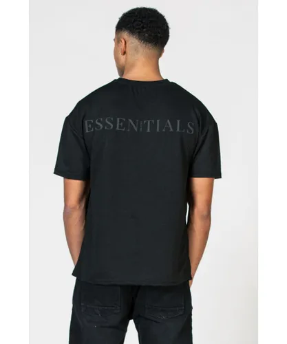 Blank Essentials Mens Black Crew Neck Logo Short Sleeve T-Shirt