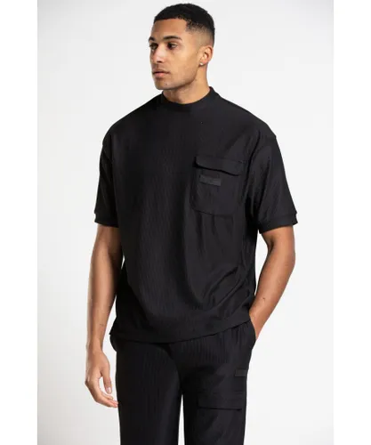 Blank Essentials Mens Black 'Ottoman' Crew Neck Short Sleeve Pocket T-Shirt