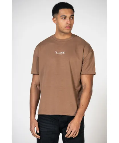 Blank Essentials Mens Brown Crew Neck Logo Short Sleeve T-Shirt