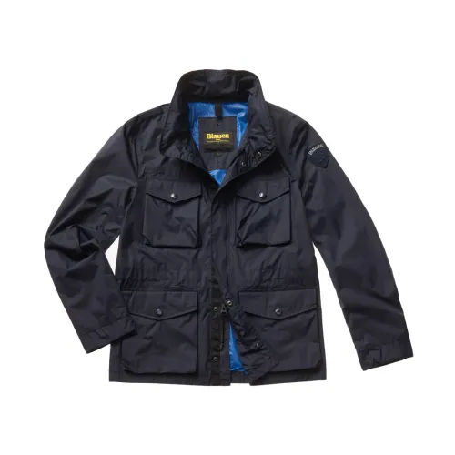 Blauer , Blue Synthetic Jacket for Men ,Blue male, Sizes:
