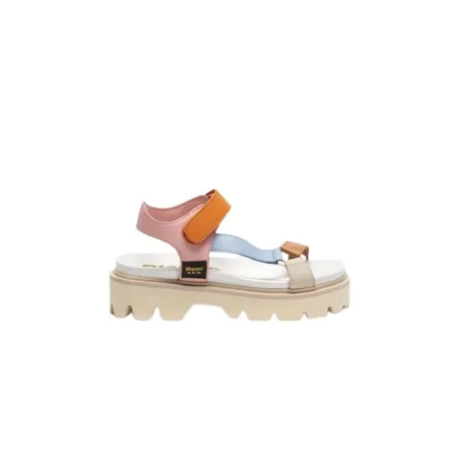 Blauer , Contemporary Oversized Flat Sandals ,Orange female, Sizes: