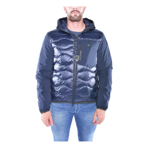 Blauer , Hooded Quilted Nylon Jacket Fw23 ,Blue male, Sizes: