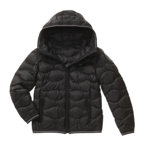 Blauer , Quilted Down Jacket with Hood ,Black male, Sizes: