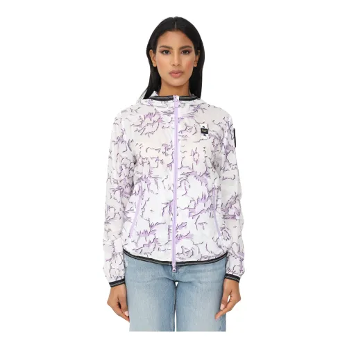 Blauer , Rain Jacket with Elastic Stripes and Multiple Pockets ,Purple female, Sizes: