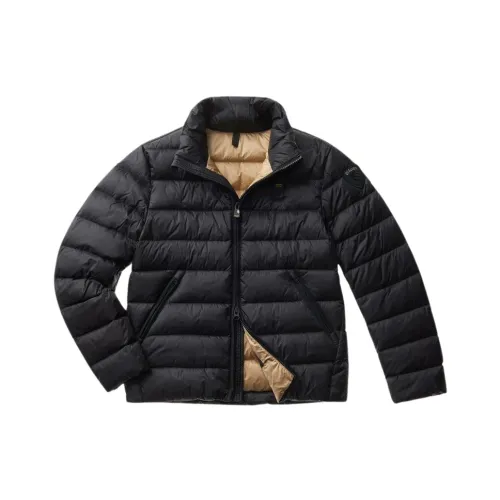 Blauer , Solid-color Down Jacket with Mandarin Collar ,Black male, Sizes:
