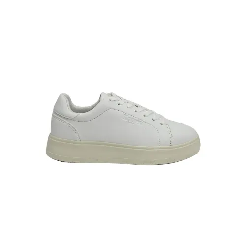 Blauer , White Leather Platform Sneakers ,White female, Sizes: