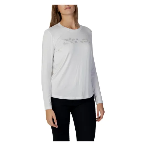 Blauer , White Long Sleeve Round Neck Women`s T-Shirt ,White female, Sizes: