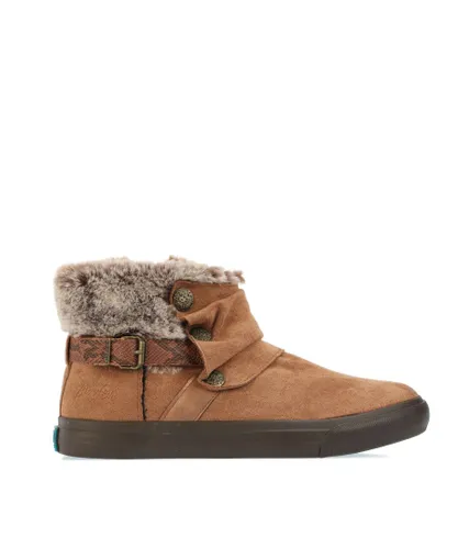 Blowfish Malibu Womenss Mahokia Shearling Ankle Boots in Brown Suede