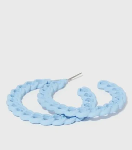 Blue Coated Chain Hoop Earrings New Look