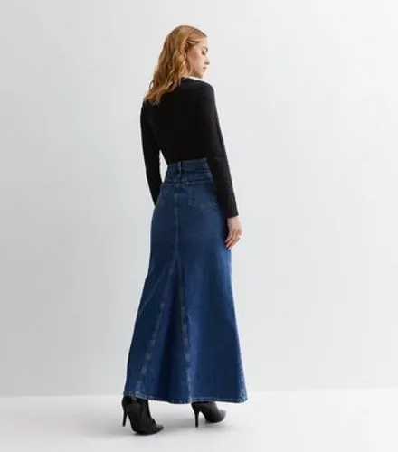 Blue Denim Flared Maxi Skirt New Look