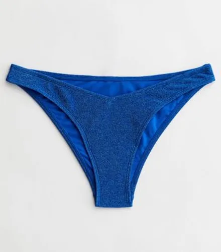 Blue Glitter V Front Bikini Bottoms New Look