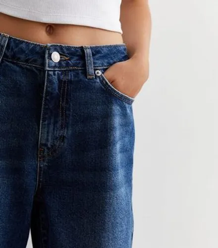 Blue High Waist Baggy Dad Jeans New Look