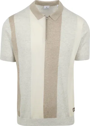 Blue Industry Knitted Polo Shirt Beige Grey