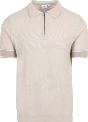 Blue Industry Knitted Polo Shirt Structure Beige Grey