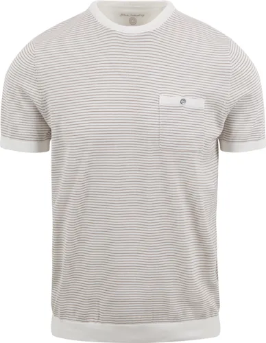 Blue Industry T Shirt Stripe Ecru Off-White