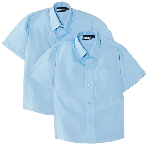 Blue Max Banner Boy's Twin Pack B Short Sleeve School Shirt