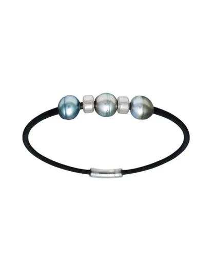 Blue Pearls Mens Tahitian Pearl Men Bracelet and 925 Sterling Silver - Green - One Size