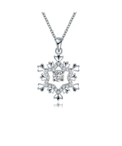 Blue Pearls Swarovski - WoMens Snowflake Pendant Necklace with white Crystal - One Size