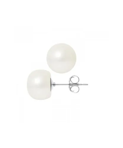Blue Pearls Womens 10-11 mm White Freshwater Pearl Earrings and gold 750/1000 - One Size