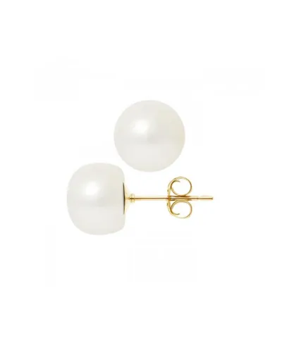 Blue Pearls Womens 10-11 mm White Freshwater Pearl Earrings and yellow gold 750/1000 - Multicolour - One Size