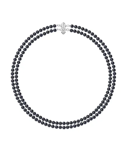 Blue Pearls Womens 2 Rows of Black Freshwater Cultured Necklace - One Size