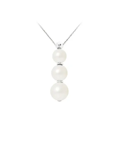 Blue Pearls Womens 3 White Freshwater and 925/1000 Sterling Silver Women Necklace - Multicolour - One Size