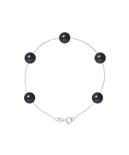 Blue Pearls Womens 5 AA Black Freshwater Bracelet and 750/1000 White Gold - Multicolour - One Size