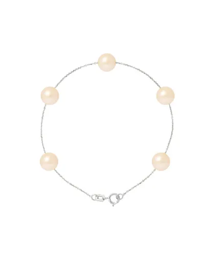 Blue Pearls Womens 5 AA Natural Pink Freshwater Bracelet and 750/1000 White Gold - Multicolour - One Size