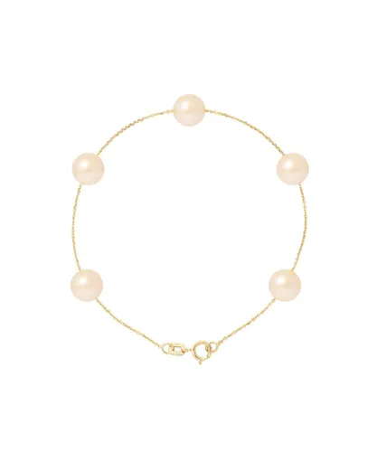 Blue Pearls Womens 5 AA Natural Pink Freshwater Bracelet and 750/1000 Yellow Gold - Multicolour - One Size