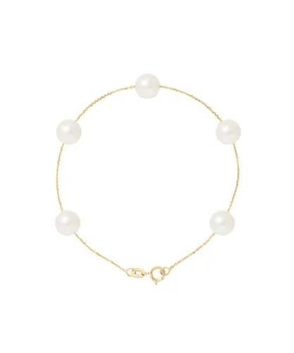 Blue Pearls Womens 5 AA White Freshwater Bracelet and 750/1000 Yellow Gold - Multicolour - One Size