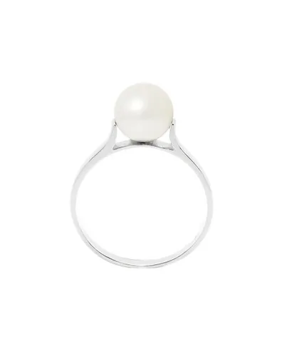 Blue Pearls Womens 7-8 mm White Freshwater Pearl Ring and 925/1000 Silver - Multicolour - Size M