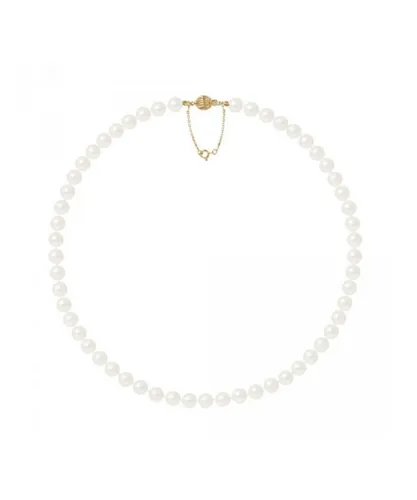 Blue Pearls Womens 7.5-8 mm and AA White Freshwater Pearl Women Necklace and 750/1000 Yellow Gold Clasp - Multicolour - One Size